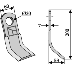 Couteau-Y pour broyeur 200x60mm AGROMET adaptable - Blacksteel©