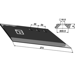 Soc à ailette latéral 270 mm pour cultivateur KVERNELAND 217001138 adaptable