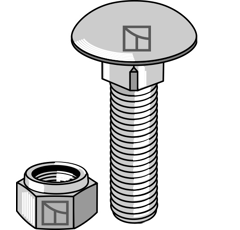 Boulon à tête bombée M8x1,25x25 - 8.8 avec écrou à freinage interne