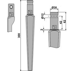 Dent pour herse rotative PEGORARO 003981-01 adaptable