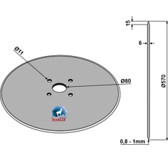 Coutre circulaire lisse Ø570x6 mm pour semoir adaptable - Blacksteel©