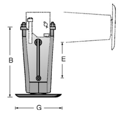 Pied béquille avec fixation basculante 260 mm adaptable