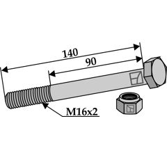 Boulon M16x2 x 140 pour broyeur KUHN adaptable - Blacksteel©