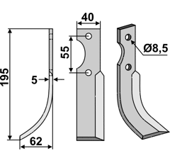 Fräsmesser Links 195 x 40 M.A.B. Bocchini Nachbau