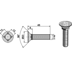 Bulón 45 mm para BOURGAULT adaptable - BlackSteel©