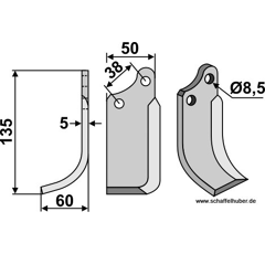Fräsmesser - links 1667L Agria by Muzzi