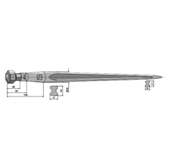 Dent de chargeur 800mm - Ø38mm 71222035017 adaptable - Blacksteel©