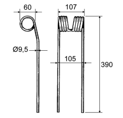 Dent coudée pour faneuse KUHN 58505218 origine