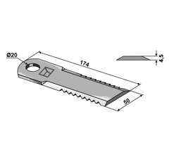 Couteau pour broyeur JOHN DEERE Z75875 adaptable - Blacksteel©