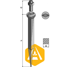 Dent de herse au bore 170 mm collet ovale - adaptable - Blacksteel©