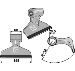 Marteau pour broyeur 148x60mm renforcé MASCHIO / GASPARDO 3400405 Adaptable Blacksteel©