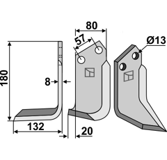 Lame gauche pour Fraise/Rotavator HOWARD 73000103903V adaptable - 