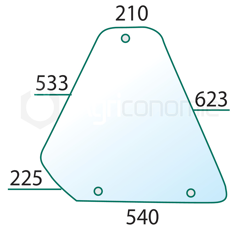 Vitre latérale verte D/G pour machine agricole FIAT 5165571 adaptable