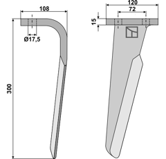 Dent droite pour herse rotative CELLI 6226031 adaptable 
