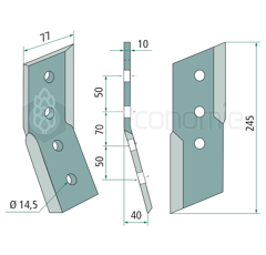 Lame 245 x 40 x 10 mm pour cureuse rotative MALETTI adaptable