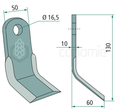 Couteau-Y pour broyeur 130x50mm AGRICOM adaptable 