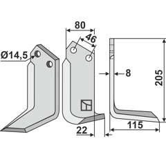 Lame droite pour Fraise/Rotavator BREVIGLIERI 30412D adaptable 