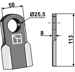 Couteau droit pour broyeur BERTI CD/2421 adaptable - Blacksteel©
