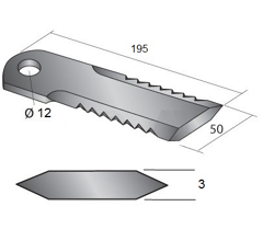 Contre couteau cranté pour CATERPILLAR 0007376000 adaptable- BlackSteel©