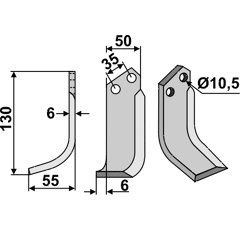 Fräsmesser Links 130 x 50 Breviglieri Nachbau
