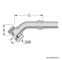 Pressnippel Bogen Interlock, 45° DN19IL34BSPIG45 Alfagomma