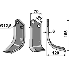Lame droite pour Fraise/Rotavator GOLDONI 17011 adaptable - Blacksteel©