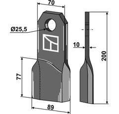 Couteau gauche pour broyeur FEHRENBACH M200L adaptable - Blacksteel©