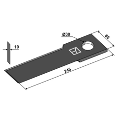 Couteau pour broyeur BIZON S/5930/12-037/0 adaptable - Blacksteel©