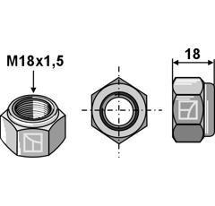 Écrou hexagonal à freinage interne - M18x1,5 - 10.9