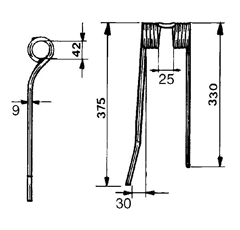 Gerader Schwaderzinken links für Heuwender PEZET STRELA VGPZ107E GW141 - Nachbau