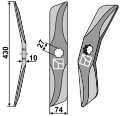 Rollspatenmesser links D Borstahl für Egge HANKMO 97202902 Nachbau