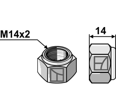 Selbstsichernde Sechskantmutter - M14