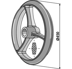 Roue cambridge Ø 450 mm pour rouleau adaptable - BlackSteel©