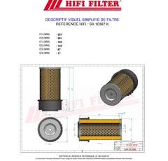 Filtre à air adaptable HIFI FILTER SA10387K