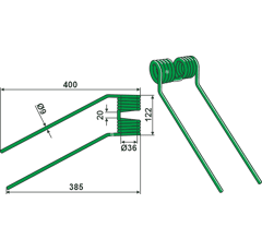 Dent de fenaison pour andaineur FELLA 461110 adaptable - BlackSteel©
