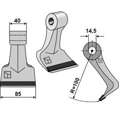 Marteau pour Broyeur 85x40mm renforcé AGRIMASTER 3002322 Adaptable Blacksteel©