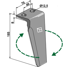 Dent droite pour herse rotative MURATORI 120070 adaptable - Blacksteel©