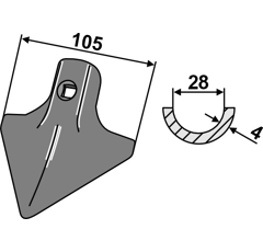Gänsefußschar 105 mm für Grubber KONGSKILDE 101000644 Nachbau