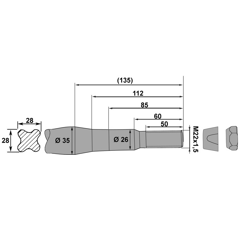 Dent de fourche 35 x 1400 mm pour chargeur AGRAM adaptable