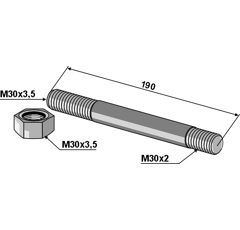 Gewindebolzen 190 mm Nachbau  