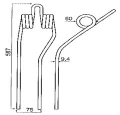 Dent droite pour faneuse KRONE 1536610 adaptable