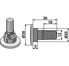 Boulon couteaux rotatifs pour faucheuse KVERNELAND 56403000 adaptable - BlackSteel©