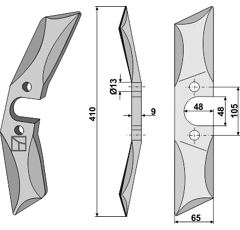 Spatenkrümler Messer - links - 6436.29.02  SSG 400 | Rabe - Nachbau