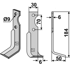 Lame droite pour Fraise/Rotavator BREVIGLIERI 15219D adaptable