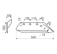 Pflugschar links KUHN/HUARD H4 14" 581141 original