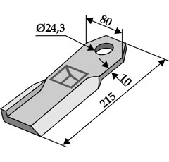 Fléau 215 x 80 x 10 mm pour broyeur HUMUS 301951 adaptable