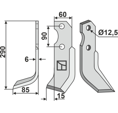 Lame gauche pour Fraise/Rotavator PEGORARO TL3300/1 adaptable - 