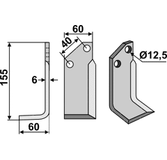 Fräsmesser Links 155 x 60 Breviglieri Nachbau