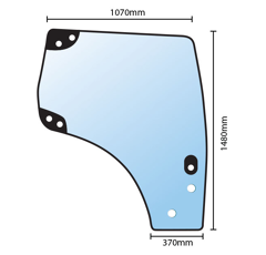 Vitre de porte Dr. pour machine agricole CASE IH 87528172 adaptable