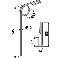 Peigne 345 mm pour semoir KONGSKILDE 02060500 adaptable - Blacksteel©